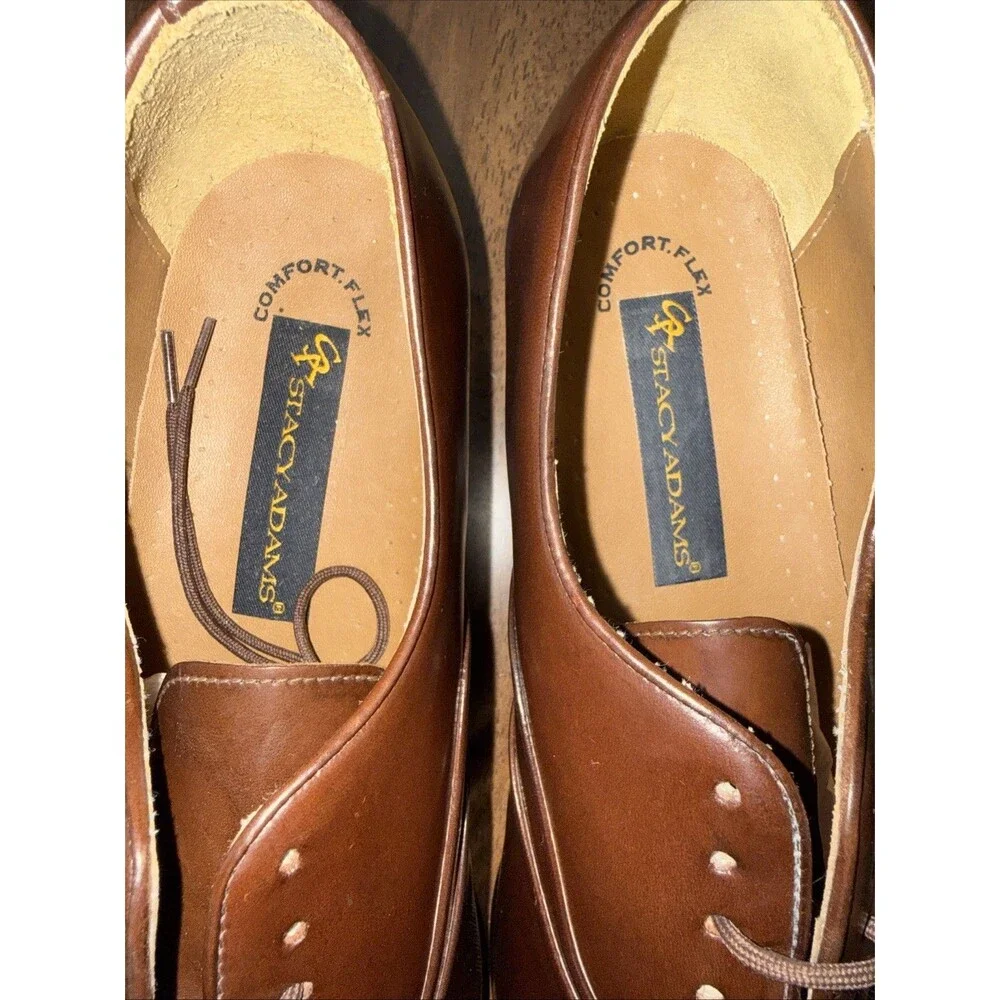 Stacy Adams Cap Toe Oxford Brown Leather Dress Shoes Men's 12W Wide Brazil NWOB
